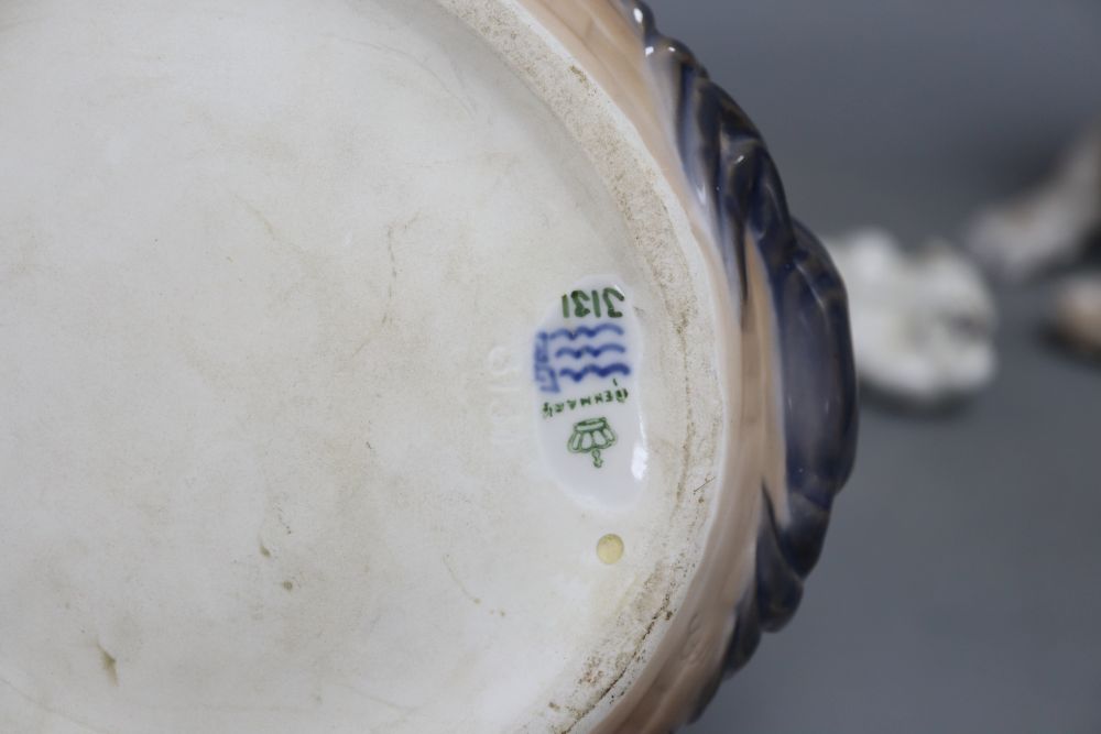 A Royal Copenhagen puppy, height 20cm, a bear and a crab bowl